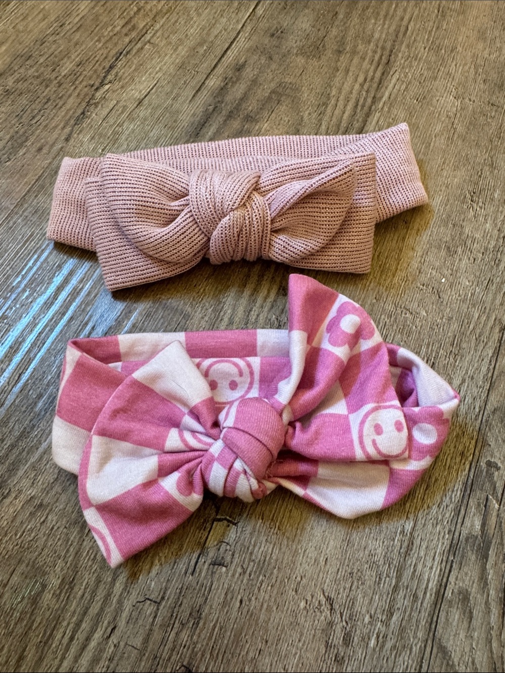 Kids Pink Knot Headband Duo - Solid & Patterned Styles